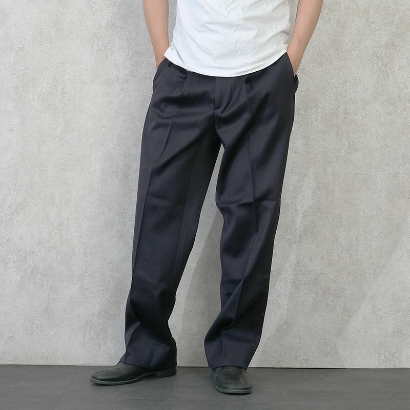 イタリア軍 MM ドレスパンツ ウールサテン ネイビー デッドストック PP455NN 海軍 NAVY ユニフォーム 制服 オフィサー トラウザーズ スラックス ズボン 紺色 ダークネイビー MMI 男性 メンズ 実物ミリタリー 軍物 軍モノ 未使用品
