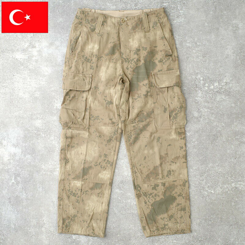 Rakuten - トルコ軍 フィールド カーゴパンツ M2018カモ USED PP510UN コンバットパンツ ボトムス ズボン カモフラージュ 迷彩柄 リップストップ ripstop カジュアル 男性 メンズ 実物ミリタリー 軍モノ 軍物 古着 ユーズド