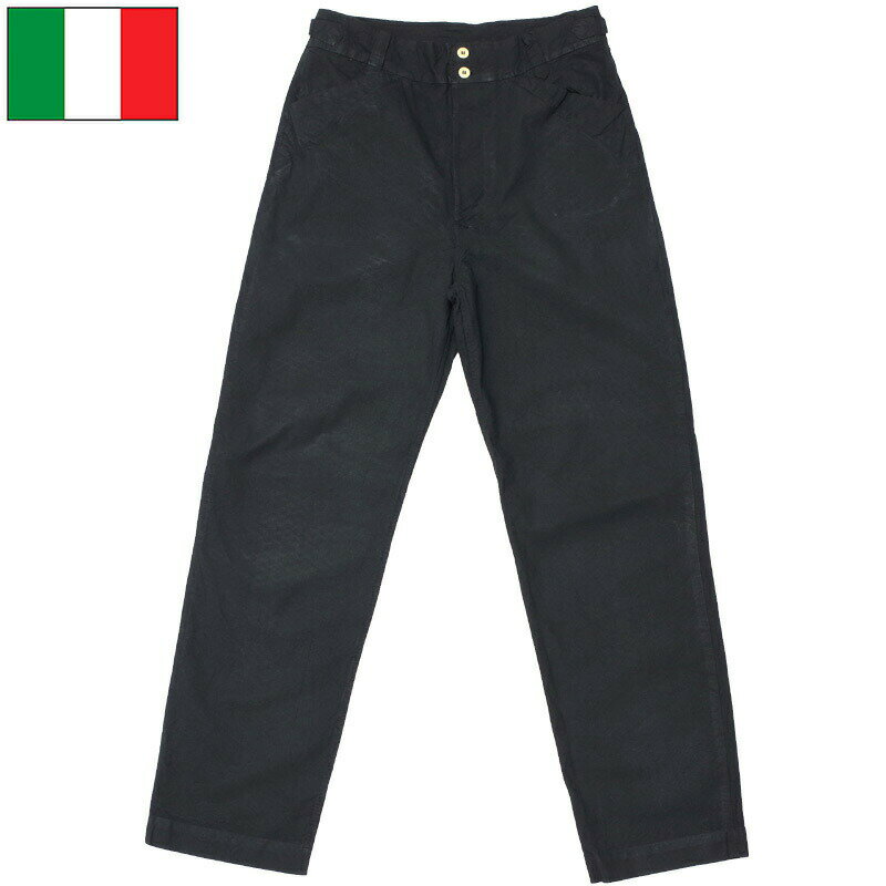 樂天商城 - イタリア軍 ワークパンツ 黒染め デッドストック トラウザー ボトムス 男性 コットンリネン 薄手 ブラック