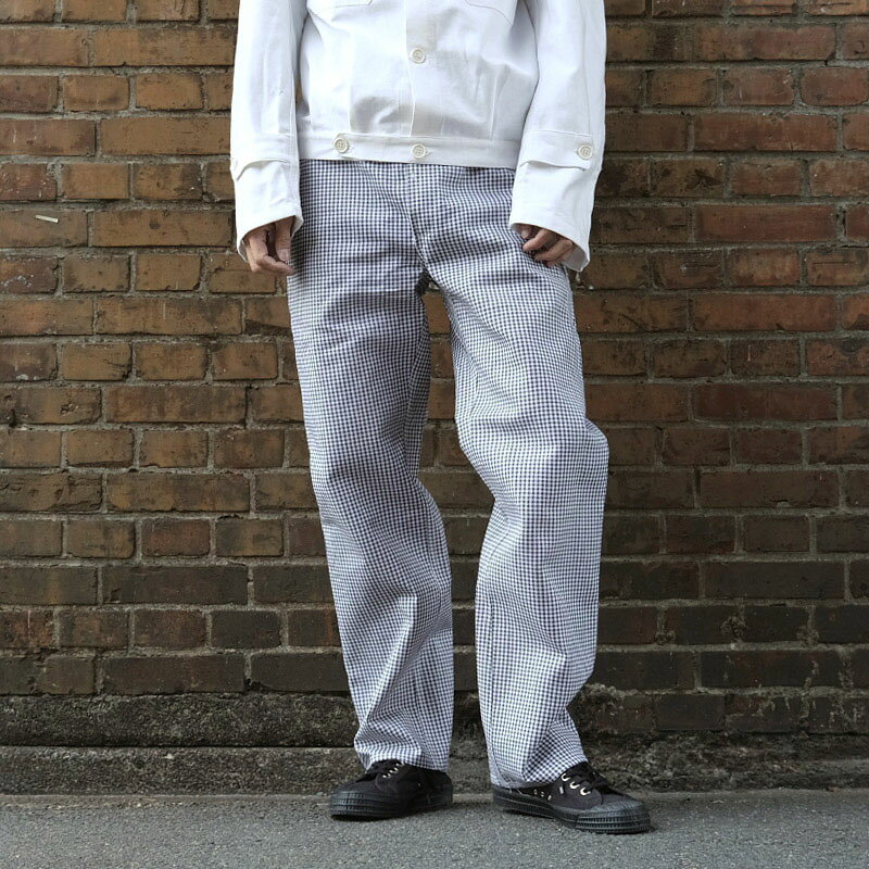 東ドイツ軍 シェフパンツ ギンガムチェック デッドストック PP387NN NVA ロングパンツ コックパンツ 調理師パンツ ワークパンツ ズボン ボトムス トラウザーズ 薄手 ライトウェイト 白黒 カジュアル 実物ミリタリー 軍モノ 軍物 未使用品