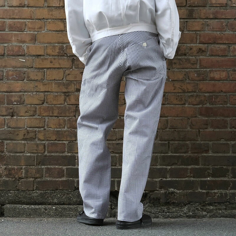東ドイツ軍 シェフパンツ ギンガムチェック デッドストック PP387NN NVA ロングパンツ コックパンツ 調理師パンツ ワークパンツ ズボン ボトムス トラウザーズ 薄手 ライトウェイト 白黒 カジュアル 実物ミリタリー 軍モノ 軍物 未使用品