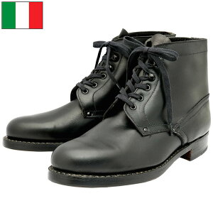 イタリア軍 AMI レザー アンクルブーツ ブラック デッドストック FB077NN イタリア空軍 本革 本皮 ショートブーツ レースアップ プレーントゥ メンズ 実物ミリタリー 軍物 軍モノ 未使用品