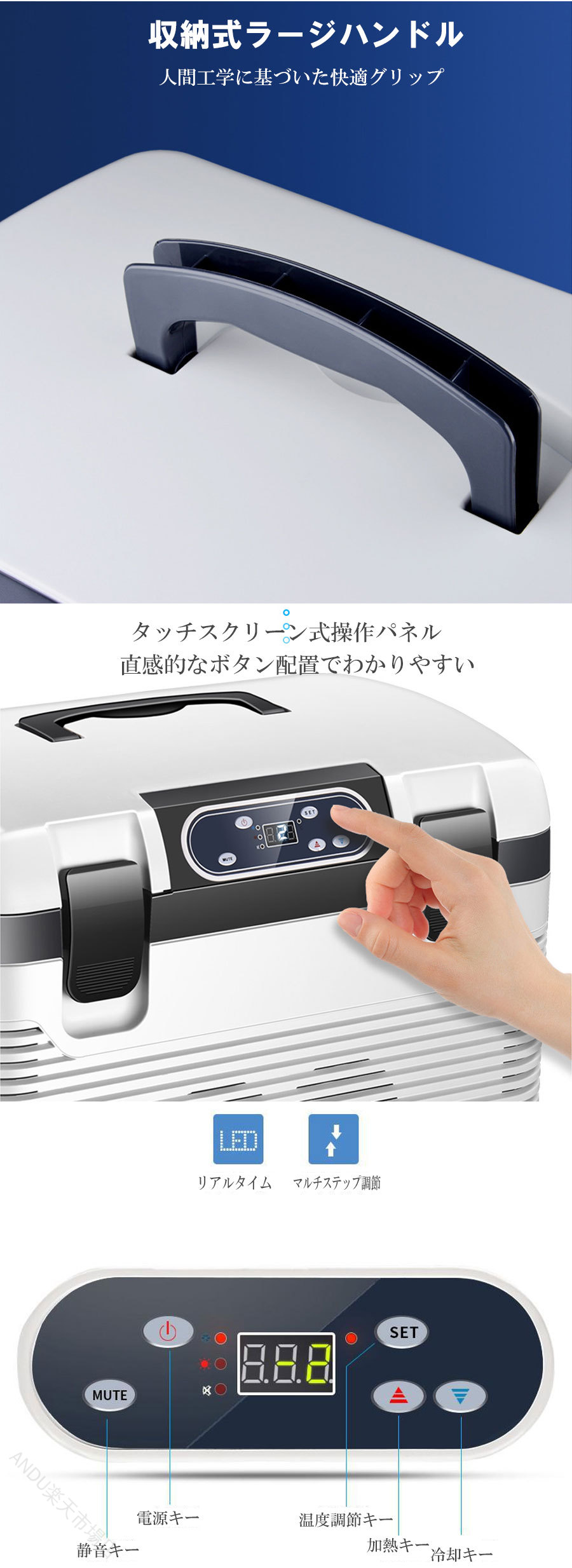 大容量19L 車載冷蔵庫 冷熱保冷庫 12V24V対応 キャンプ 釣り 防災 車庫 12ポーン用...