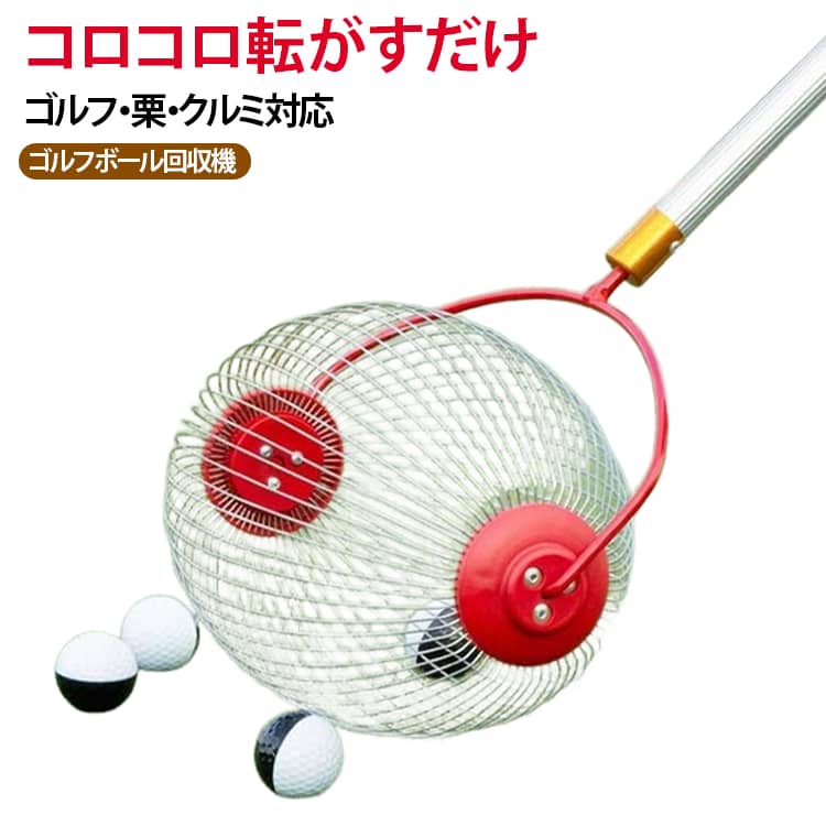 栗拾い機 果実回収 くるみ 回収ツール 回転式 ゴルフボール回収機 ナッツ 長さ調整可能 農作業 卓球ボール拾い 栗 ステンレス製 ゴルフボール回収機 腰負担軽減 収穫 高齢者 芝生 ガーデン 練習場 ボールキャッチャー 効率化 収集