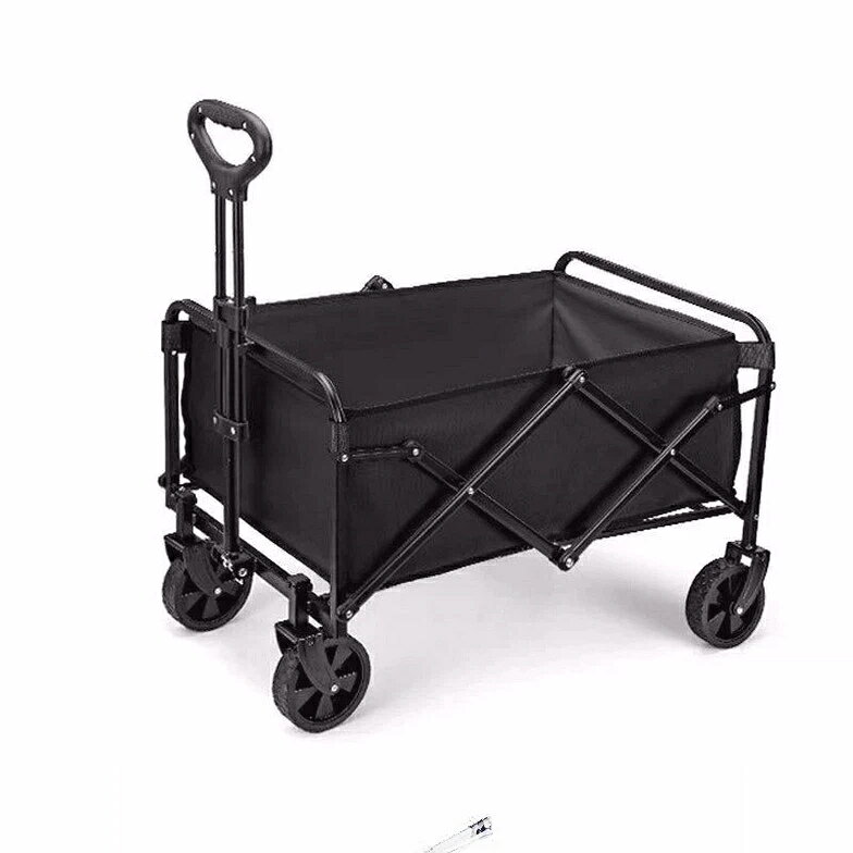 キャリーワゴン アウトドアワゴン キャリーカート小型 軽量 コンパクト 4輪 カートショッピングカート 台車 アウトドア キャンプ カート 荷物カート お買物 頑丈 簡単 便利 ブラック