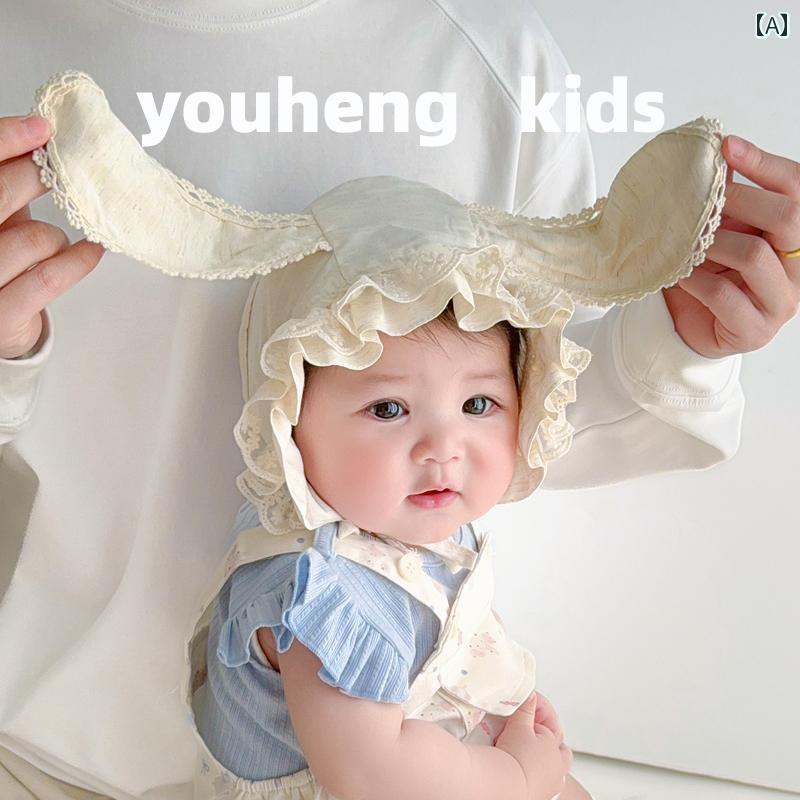 韓国 ヘッド うさぎ レース かわいい 月 小さい 新生児 女の子 耳あて 防風 春夏 ...