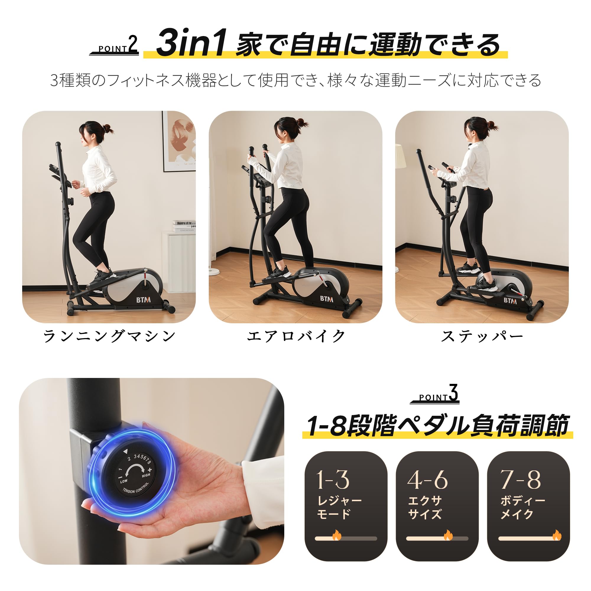 クロストレーナー 家庭用 電源不要 段階負荷調節 トレックトレーナー 室内フィットネス 静音 デジタルモニター搭載 キャスター付 有 運動 トレーニング ウォーキング 全身ダイエット 室内運動不足を解消 室内 自宅 痩せる seadiary-10014320 Seadiary 楽天市場店 サンプル画像3
