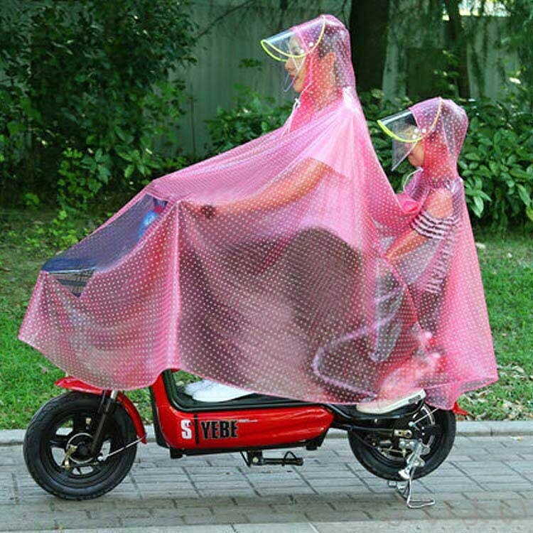 子供乗せ レインコート カッパ レインポンチョ バイク スクータ 雨具 二人乗り用 ...