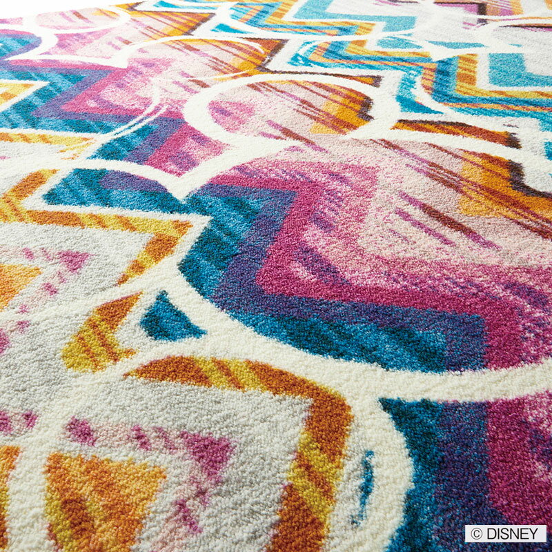 ヘリンボーンとミツマルがリズミカルなモダン風ラグ Mickey/Colorful HERRINGBONE RUG ミッキー カラフルヘリンボーンラグ マルチ 100×140cm