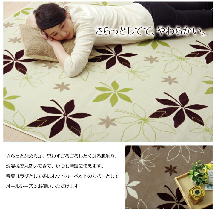 ラグ カーペット 2畳 洗える 抗菌 防臭 無地 『WSプランタ』 ブラウン 約185×185cm (ホットカーペット対応)