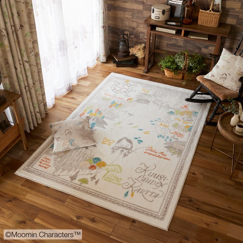 Rakuten - ラグ MOOMIN ムーミン 北欧 約140cm×200cm 約1.5畳 長方形 おしゃれ かわいい 日本製 国産 リビング 子供部屋 キャラクター 防ダニ 床暖対応 ムーミン谷の地図