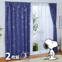 スヌーピー 幅100×135cm丈 2級 遮光 遮熱 カーテン 箔プリント キラキラ 2枚セットブルー Snoopy キャラクター 断熱 丸洗い可 形状記憶 大人向け グッズ KO-5