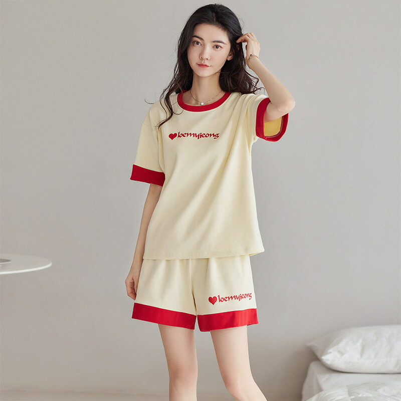 ルームウェア レディース パジャマ 綿 半袖 上下セット かわいい 夏 服 女性 ルームウェア 部屋着 便利服 コットン シンプル 寝巻き 家着 スポーツ トレーニング ウェア 柔らかく 快適 通気性のサムネイル