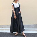 サロペット レディース サロペットスカート ジャンパースカート ワンピース サロペットワンピース ジャンパーワンピース オールインワン ゆったり カジュアル 薄手 春夏秋 ノースリーブ ミモレ丈 ロング丈 通勤 体型カバー つり