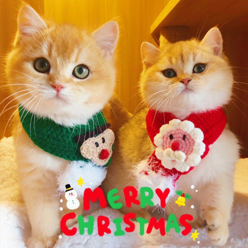 2点セット ペット クリスマス 首輪 猫 犬 首輪 ニット マフラー 猫用 小型犬 子犬 可愛い プレゼント 写真撮影 ねこ かわいい おしゃれ マント 犬用 ...