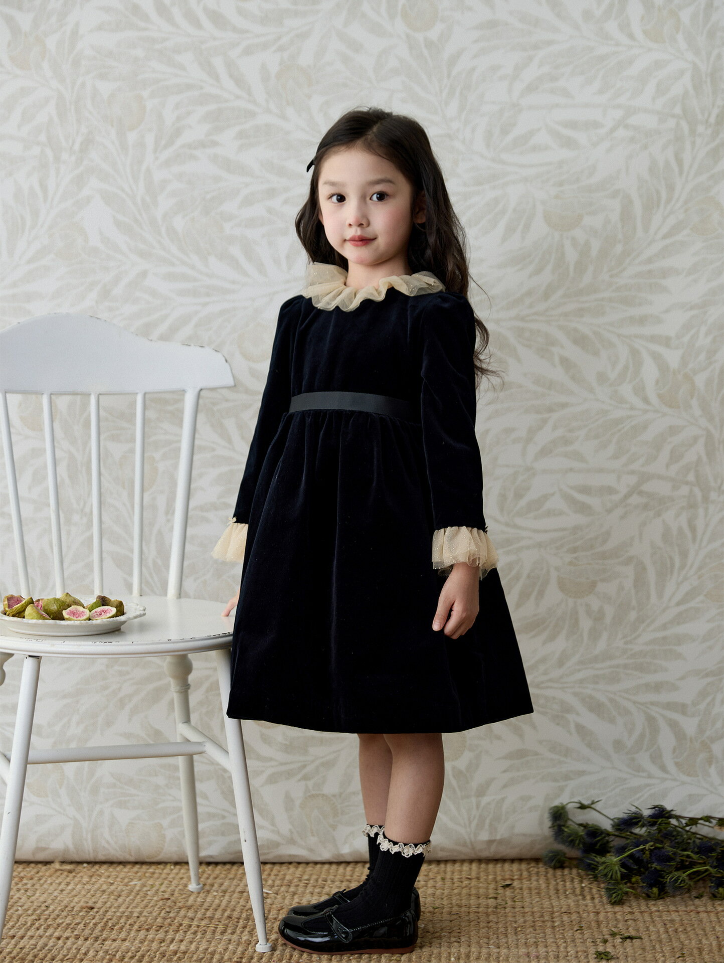 子供服 女の子 ロングワンピース 女児 ドレス ガールズ フォーマルワンピース ベルベット パーディー 可愛い 長袖 カジュアル 普段着 韓国風入学式 卒業式 発表会 春秋冬 おしゃれ 冠婚葬祭 法事 通学 通園