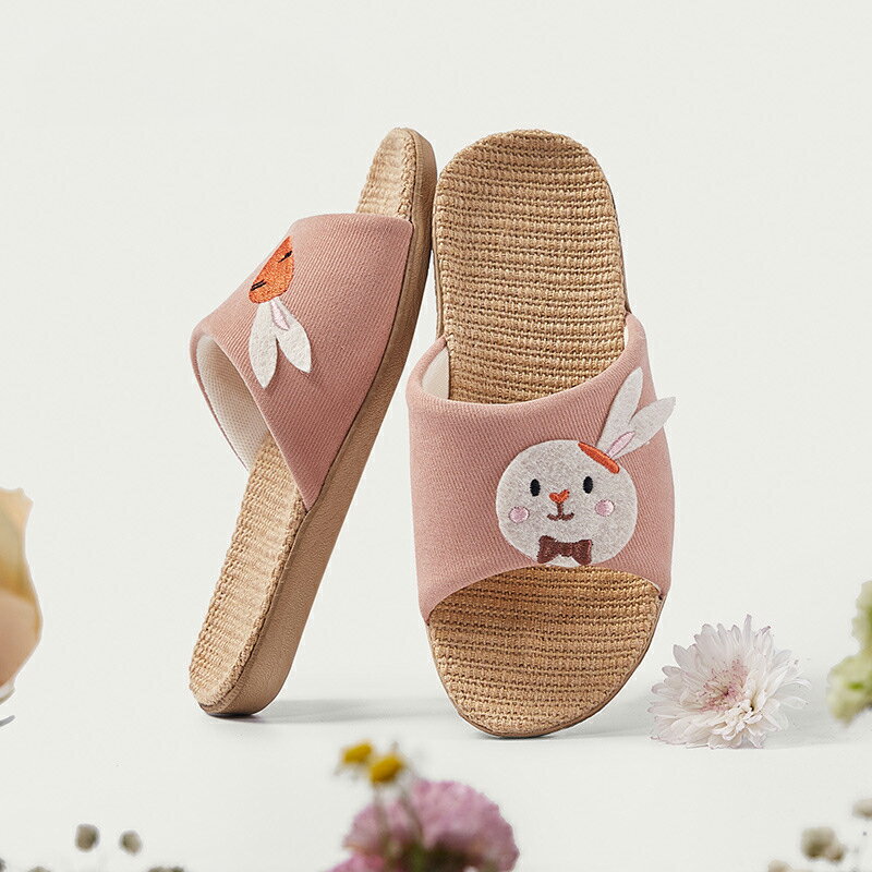 レディース ルームシューズ メンズ 子供 スリッパ 室内履き 静音 軽量 麻 可愛い 滑り止め 来客用 部屋..