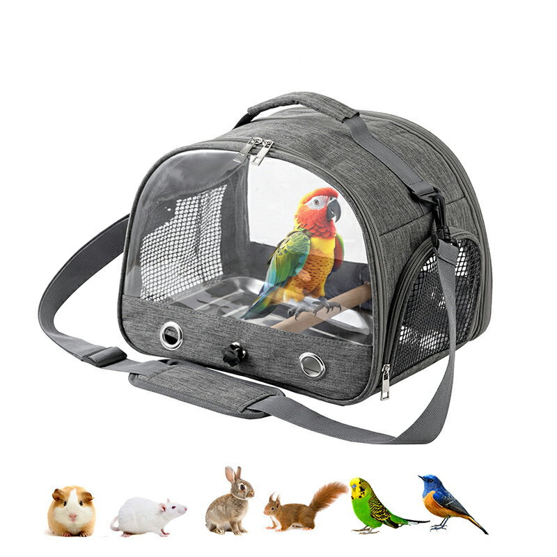 鳥キャリー 鳥バッグ ショルダーかけ インコ キャリー 鳥かご キャリーバッグ 鳥用 お散歩ケージ お出かけ バードキャリア 外出 持ち運び 止まり木付き 透明で通気メッシュ 斜めかけ取り外し可能 外出や旅行に最適 通院や移動も安心