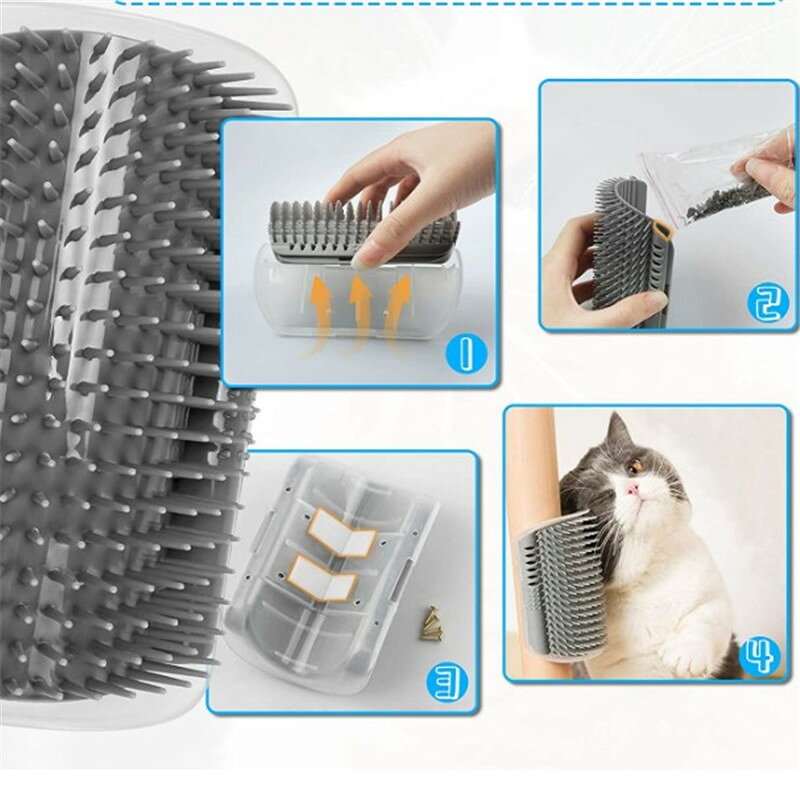 【4個セット】 猫 柱 ブラシ 猫用マッサージブラシ 猫コーナーマッサージ 猫用顔す...