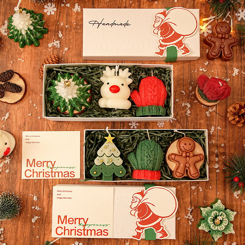 3点セット クリスマス 手作り アロマキャンドル ギフト プレゼント トナカイ 造形 香りキャンドル ギフ..