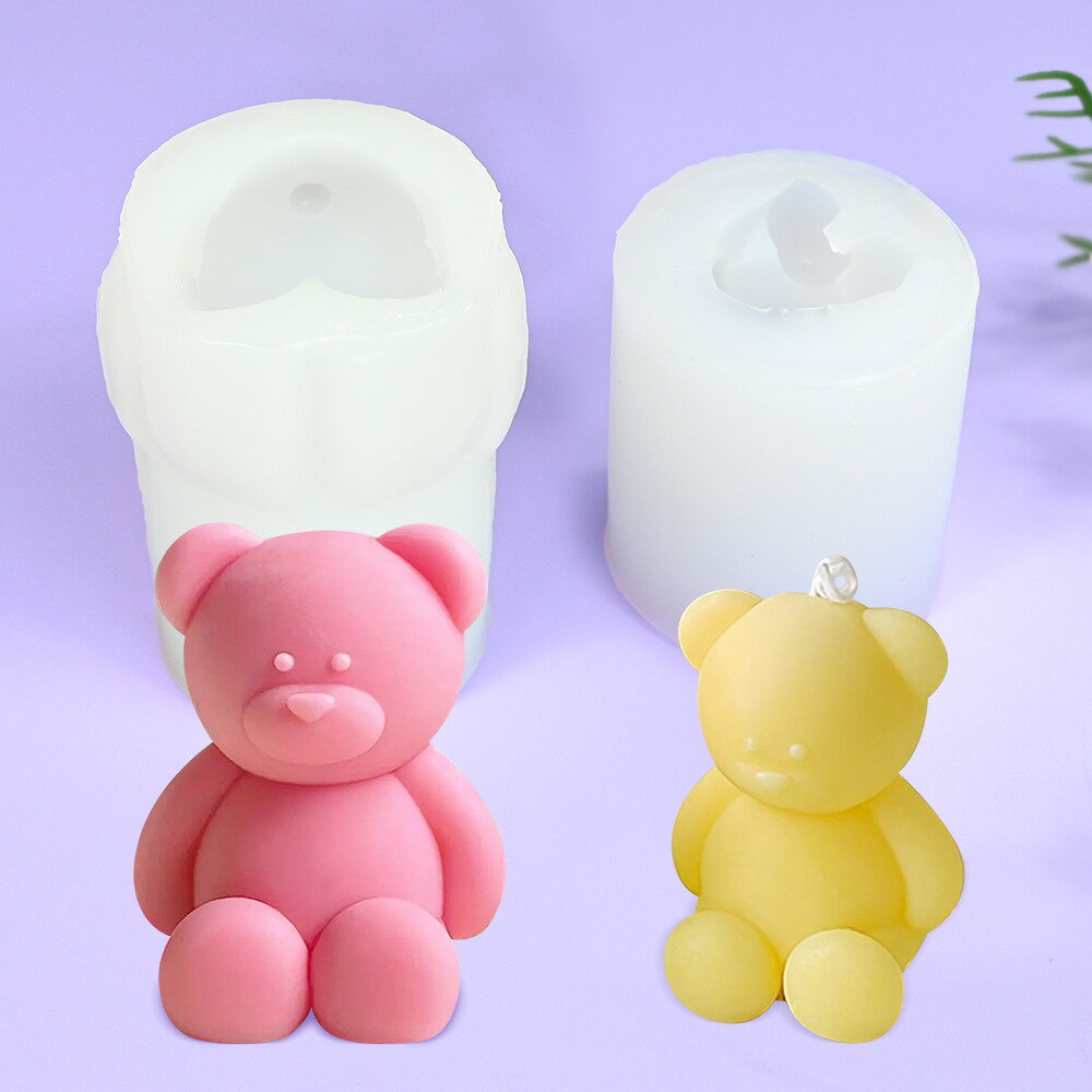 乐天商城 - 3点セットクマ アロマキャンドル シリコンモールド DIY ハンドメイド 抱き心クマ ケーキ型 手作り石鹸 レジン 多用途