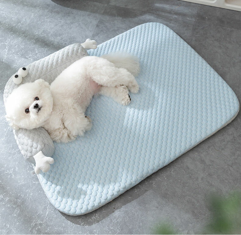 Rakuten - ペットベッド 夏用犬用ベッド 猫用ベッド 冷感マット クールマット ひんやり 通気性 小型犬 猫 春夏用 ソファ型 かわいい