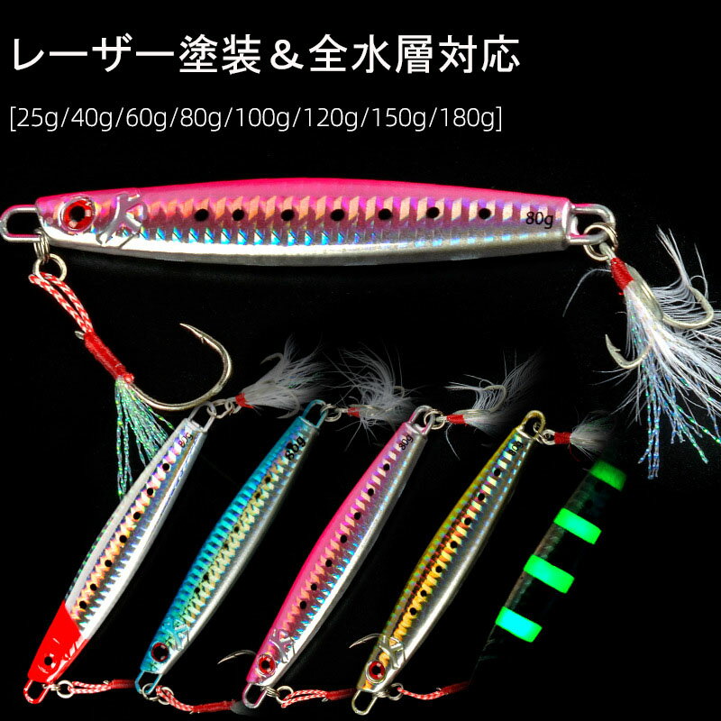 Rakuten - メタルジグ 2本セットルアー 海釣り ジギング 40g 60g 80g 100g 120g 150g 180g 鉄板ルアー 船釣り 深海釣り 遠投 ショアジギング オフショアジギング 太刀魚 サワラ カンパチ ブリ 青物 根魚 疑似餌 釣り具 フックなし