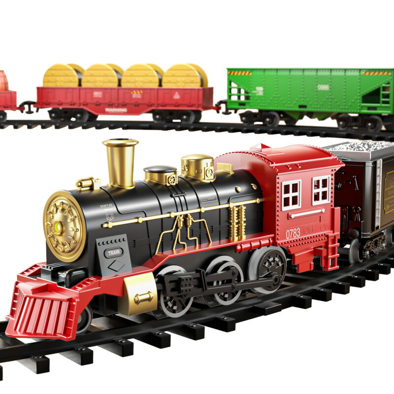 クラシッククリスマス電車セット 鉄道トラックセット 電池式機関車エンジンとトラックプレイセット ツリーの下の電子玩具ギフト 子供の日 誕生日 クリスマスプレゼント