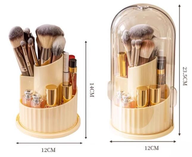 蓋付きホルダー メイクアップブラシケース デスク用絶妙なペンホルダー 回転可能な...