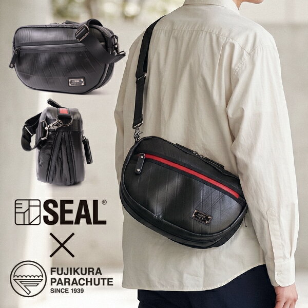 ショルダーバッグ メンズ エクスパンダブル AIR MODEL 藤倉航装 コラボ SEAL シール バッグ ミニショルダーバッグ ショルダーバッグ 防水 廃タイヤ タイヤチューブ 軽量 日本製 黒 プレゼント ギフト