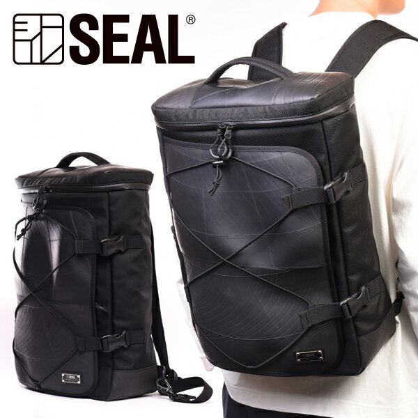 【P10倍 7/25限定】 CUBE BACKPACK バックパック メンズ SEAL シール リュック 旅行 トラベルリュック ショルダー 防水 廃タイヤ タイヤチューブ 人気 日本製 黒 バイク プレゼント ギフトのサムネイル