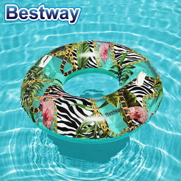 【あす楽】Bestway ベストウェイ 114cmトロピカル柄スイムリング 浮き輪/ビーチフロート 1001319931-36302