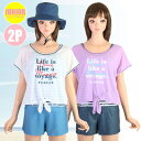 【あす楽】(パケット便送料無料)BEACH MEMORY ガールズ水着 ロンパース Tシャツ付き2P ジュニア/女の子 海水浴/プール 362081