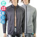 (パケット便送料無料)メンズ 杢柄ラッシュガード 長袖フルジップ UVカットジャケット 水陸両用/UPF50+ 1001906751/MRG-22