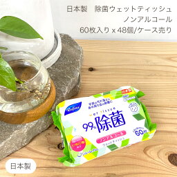 即納OK! ノンアルコール 除菌 ウエットティッシュ 60枚x48個 携帯用 携帯 ポケット