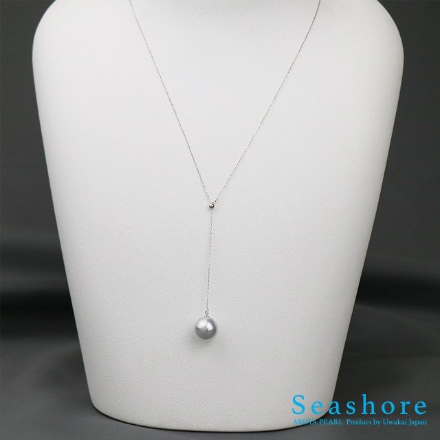 【あこや真珠】 【大珠】 バロックパール 一粒 パール ネックレス レディース シルバーブルー 〜 グレー K18WG スライド式アジャスター ネックレス アコヤ真珠 【送料無料】