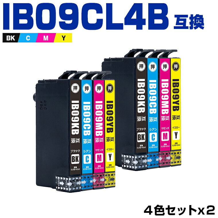 送料無料 IB09CL4B (IB09Aの大容量) お得な4色セット×2 エプソン用 互換 インク (IB09 IB09A IB09B IB09CL4A IB09KB IB09CB IB09MB IB09YB IB09KA IB09CA IB09MA IB09YA IB 09 PX-S730 PX-M730F) あす楽 対応