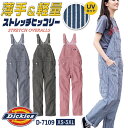 ディッキーズ オーバーオール ストレッチ ヒッコリー 春夏 薄手 サロペット つなぎ ツナギ ストライプ 作業着 作業服 酪農 農作業 畑仕事 整備 塗装 DI...