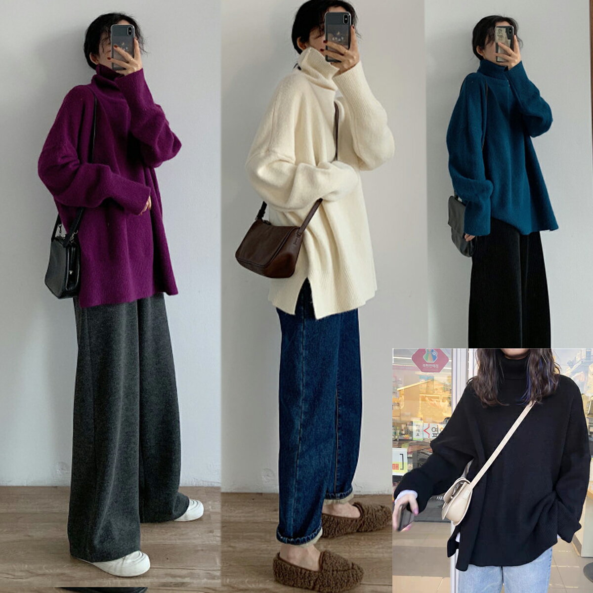 ニット レディース チュニックニット セーター タートルネック 50代 40代 30代 20代 秋冬春コ―デ 秋冬春服 長袖 ロング 黒 白 大きいサイズ 体型カバー