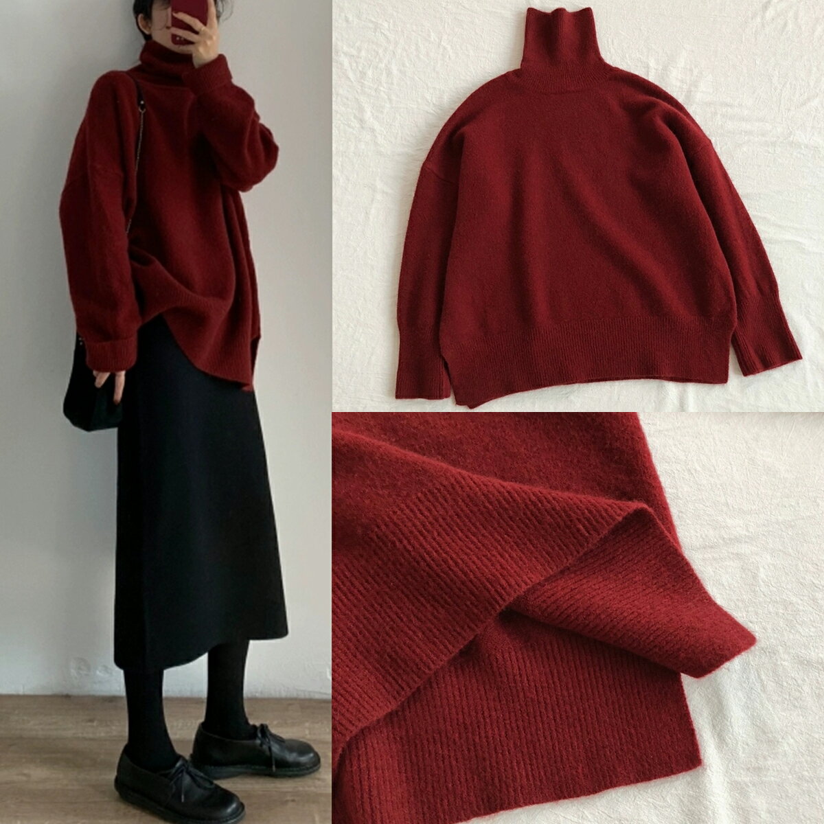 ニット レディース チュニックニット セーター タートルネック 50代 40代 30代 20代 秋冬春コ―デ 秋冬春服 長袖 ロング 黒 白 大きいサイズ 体型カバー