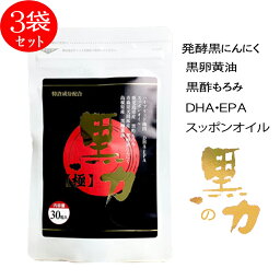 発酵黒ニンニク 黒酢もろみ 黒卵黄油 DHA・EPA にんにく卵黄 スッポンオイル ダイエット 健康 サプリメント 健康補助食品 黒力【極】 30粒×3袋 誠心製薬