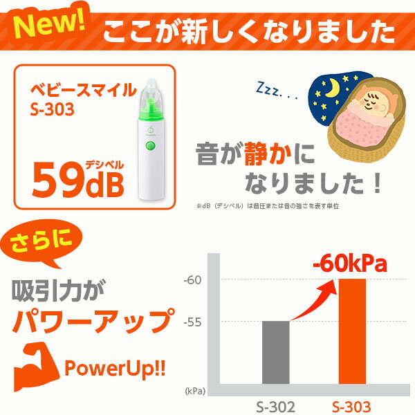 【公式】NEWモデル☆電動鼻水吸引器 ベビースマイル S-303【送料・代引手数料無料】（手動/鼻吸い器/ハンディタイプ/コンパクト）