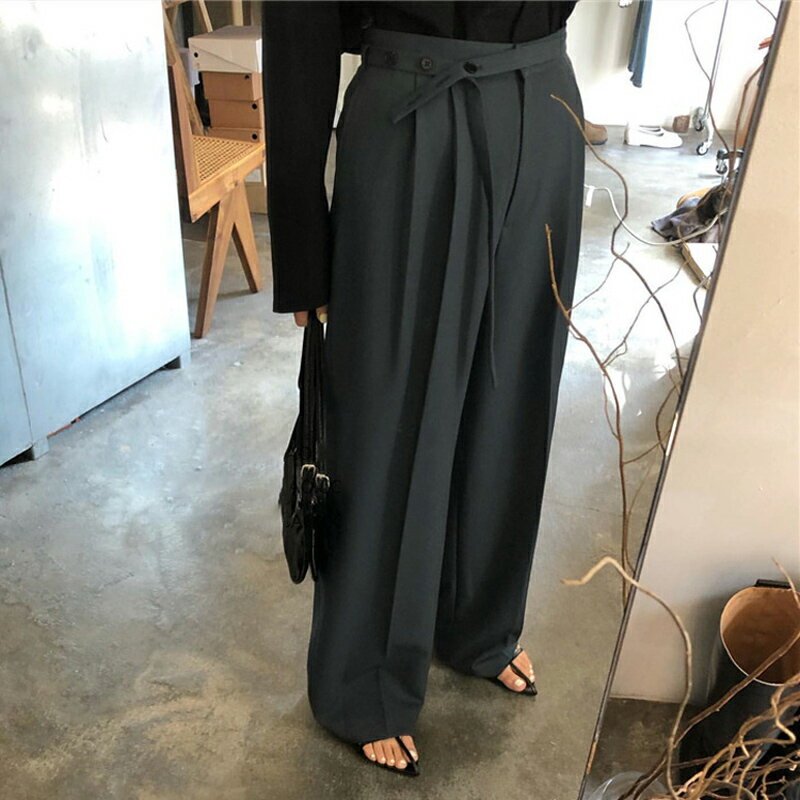 【クーポンで半額★5900円 】ラップ風パンツ ワイドパンツ タック入り ベルト付き ロング丈 パンツ ボトムス レディース 春 夏 秋【l208-1010】【予約：6月16日までに発送】【送料無料】メ込のサムネイル