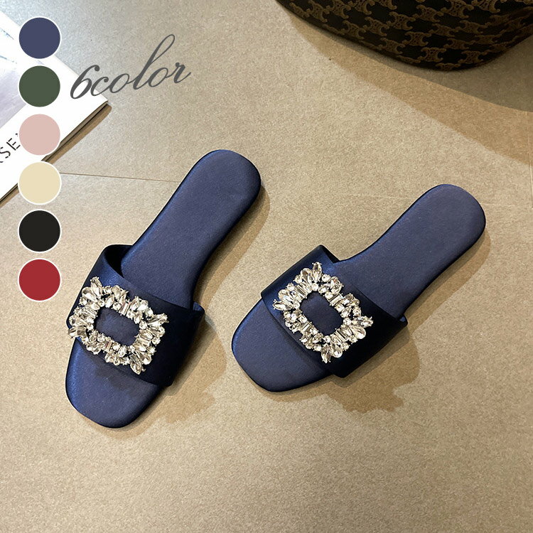 【クーポンで半額★2790円 】ビジュー サンダル ローヒール 靴 レディース 大人 かわいい 韓国ファッション【l302-504】【予約：6月30日までに発送】【送料無料】メ込のサムネイル