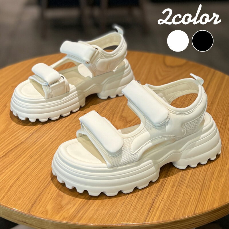 【クーポンで半額★3090円】 スポーツサンダル 厚底 スポーティー マジックテープ サンダル レディース 靴 カジュアル 韓国ファッション【送料無料】【l301-644】【予約：7月7日までに発送】宅込のサムネイル