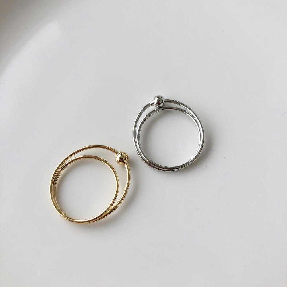 【12/4 20:00~全品50%OFFクーポンあり】リング 指輪 14号 ワイヤーリング 細め 2連 シンプル 個性的アイテム 真鍮 人差し指 中指 カジュア...