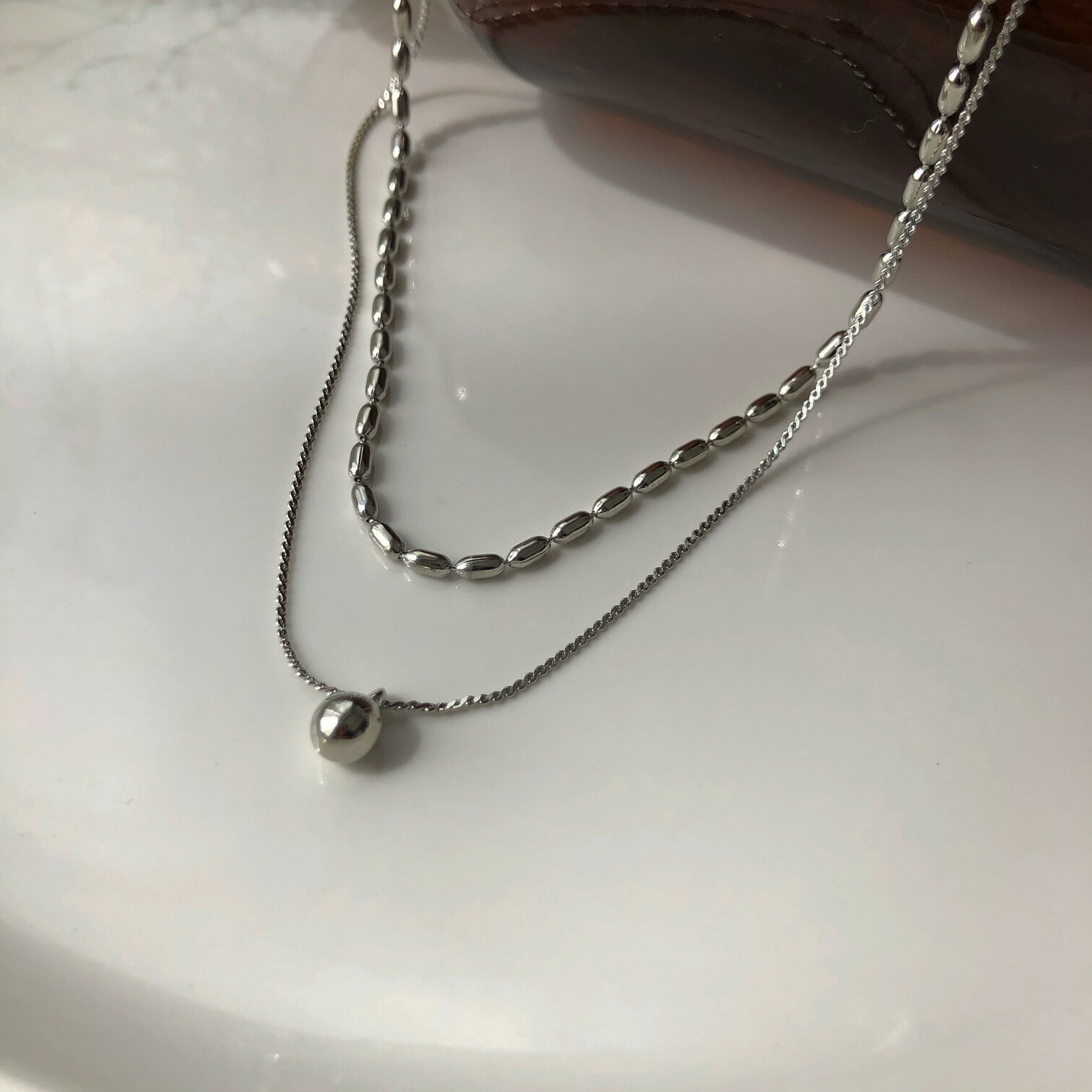 ネックレス ダブルチェーン 重ね付け風 2連 デザインチェーン チェーンネックレス 真鍮 カジュアル レディース 大人 大人かわいい デイリー 上品 きれいめ プレゼント ギフト