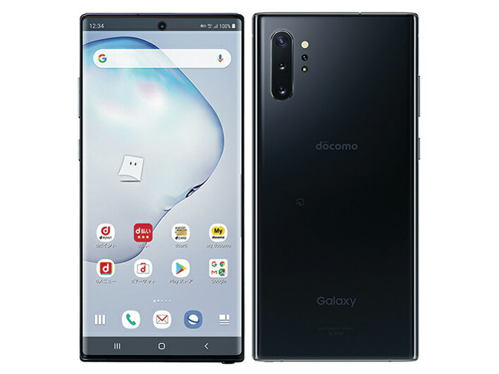 【中古】A＋ランク 【未使用に近い】 SIMロック解除済み 元docomo SC-01M SAMSUNG Galaxy Note10+ 本体のみ オーラブラック ネットワーク利用制限〇(白ロム) 送料無料 simフリー 本体