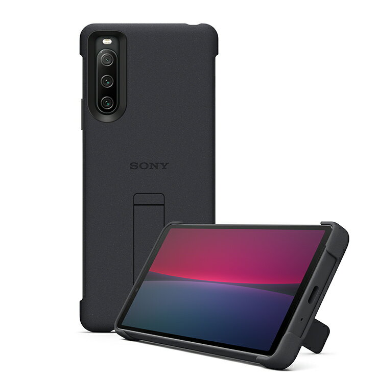 乐天商城 - 【新品・未開封】Xperia 10 IV ケース 純正 ブラック スタンド付き 抗菌 防水 IPX5/IPX8 背面カバー ソニー公式 フィット設計 R22H009K 送料無料