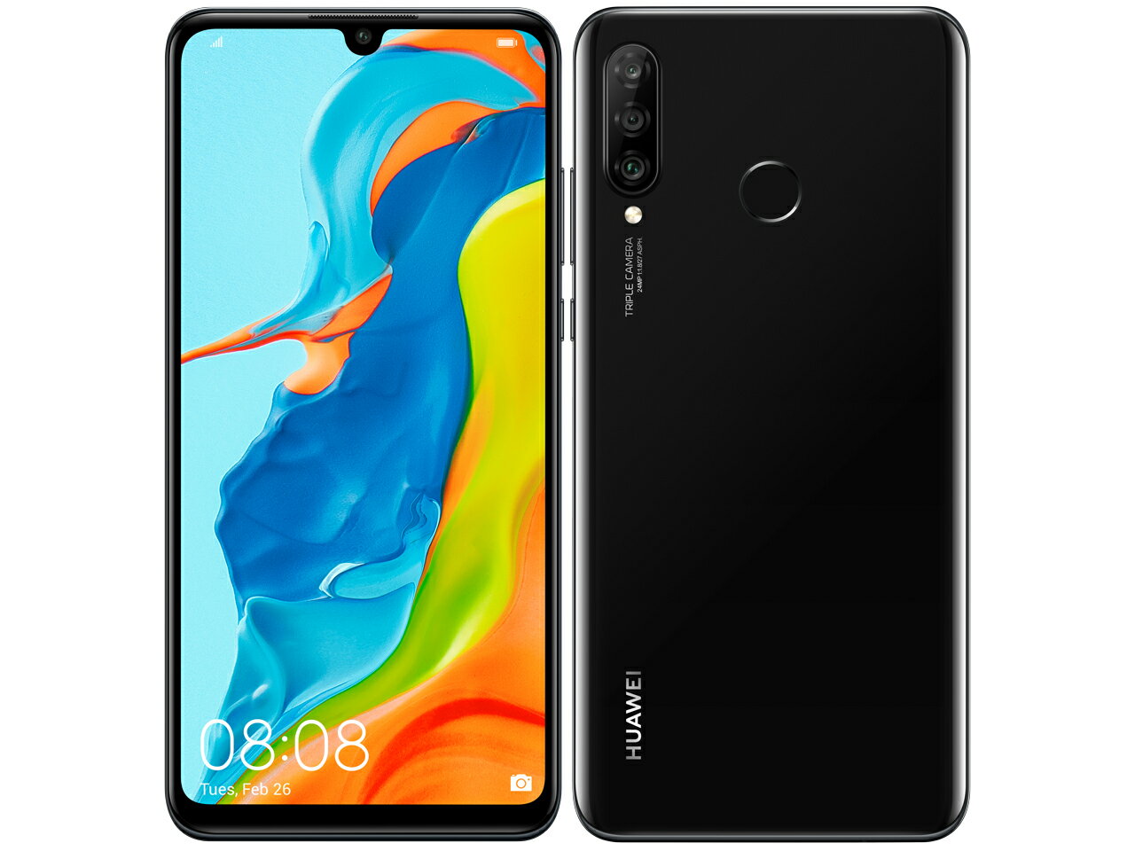  SIMフリー MAR-LX2J HUAWEI P30 lite SoftBank系 ミッドナイトブラック 利用制限▲(赤ロム永久保証) 送料無料